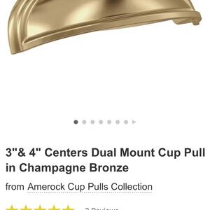 Amerock Dual Mount Cup Pull in Champagne Bronze